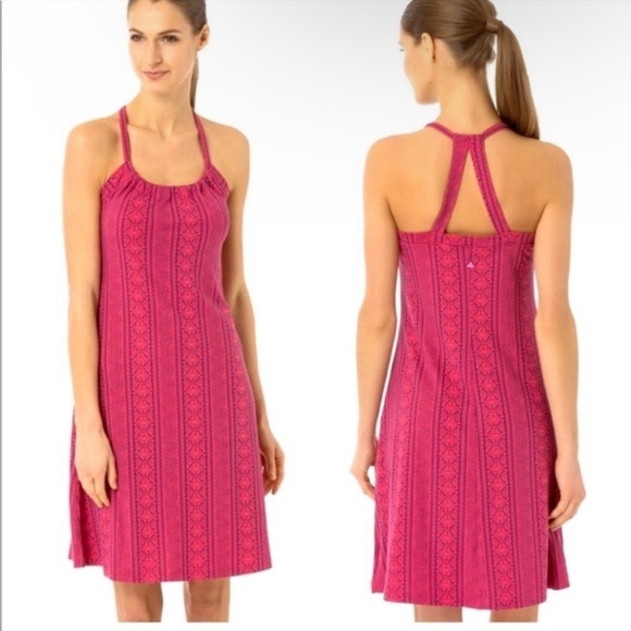 Prana Quinn Fuchsia Lace Pink Mandala RacerBack Active Outdoor Dress - Picture 1 of 17